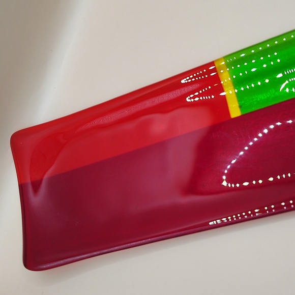 Vintage Rectangular Fused Glass Colorful Mosaic Dish - Picture 3 of 6